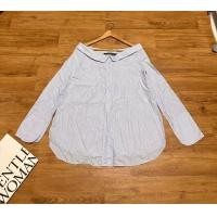 ราคา Zara ซาร่า เสื้อเชิ้ตแขนยาว ปาดไหล่ ลายทาง สีฟ้า M L (20838965535)