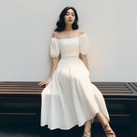 ราคา Closet Crush Co ord set with off the shoulder top with short sleeve and long skirt White ชุดเซ็ตเสื้อเปิดไหล่กับกระโปรงยาว (21025954003)