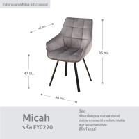 ราคา FANCYHOUSE เก้าอี้กินข้าว เก้าอี้ทำงานโมเดิร์น เก้าอี้กำมะหยี่ขาดำ สไตล์นอร์ดิก รุ่น Micah (16536424130)