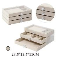 ราคา กล่องเก็บเครื่องประดับ กล่องใส่เครื่องประดับ3ชั้น วัสดุอะคริลิค ลิ้นชัก3ชั้น ชั้นกำมะหยี่ มีมือจับ Ninenite (21150226093)