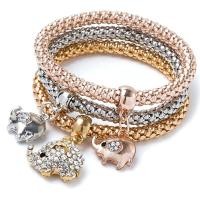 ราคา LEMOER กำไลข้อมือชาร์มรูปช้างคริสตัลนำโชค3สี ล็อตสำหรับผู้หญิงกำไลโซ่เงินทองสไตล์โบฮีเมียนชุดเครื่องประดับปาร์ตี้แบบยืดหยุ่น (18810469776)