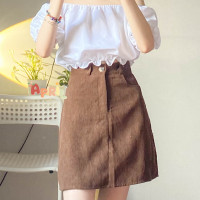 ราคา ขายแยก กระโปรงสั้นผ้าลูกฟูก กระดุมหน้า ทรงเอ มีกระเป๋า2ข้าง Aprilsunday bkk (17422148053)