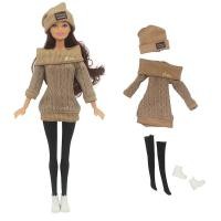 ราคา ชุดเดรสเสื้อกันหนาวถักตัวบนด้วยมือสีน้ำตาลรองเท้าทรงถุงน่องหมวกเสื้อผ้าสำหรับตุ๊กตาบาร์บี้ชุดตุ๊กตาของขวัญสำหรับของเล่นเด็กเล็กเด็กผู้หญิง (20091081258)
