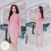 ราคา SG457 เดรสราตรีคอวีตรงแขนยาว ยืดได้เยอะ สำหรับออกงาน งานผ้าด้านหน้า เนื้อผ้า กำมะหยี่ ยืดได้เยอะ สี แดง เทา เขียว กรมท่า น้ำตาล โอรส ชมพู อก34 38 เอว26 34 สะโพก 36 43 ความยาว 36 (20589581658)