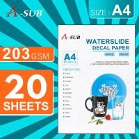 ราคา A SUB Waterslide Decal Paper for Inkjet Printers 20 Sheets White Water Slide Transfer Paper A4 in for DIY Tumbler Mug Glass Decals (21274954657)