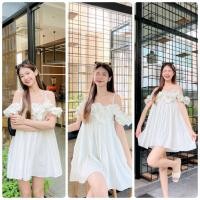 ราคา มินิเดรสแต่งระบายรอบตัว รอบอกจับจีบทวีตน่ารัก ทรงสวย เนื้อผ้าลื่นเย็นสวมใส่สบาย (20426516301)