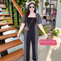 ราคา สาวอวบ ชุดจั้มสาวอวบ จั้มขายาว ทรูโทน ลายชิโนริ จั้มเซเลป จั้มทรงผู้ดี อก 38 40 42 44 46 47 (20607342192)