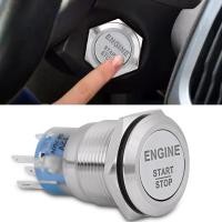 ราคา สวิตช์ไฟ LED สีขาว12V ปุ่มกด Start Stop Engine Mobil สแตนเลสเงิน (21097316207)