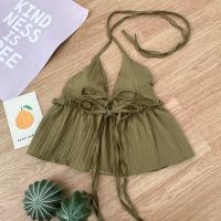 ราคา เสื้อคล้องคอ โชว์หลัง ผูกโบว์หน้า 2 ชั้น เสริมฟองน้ำ (20884170273)