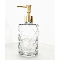 ราคา ขวดปั้มแก้วลายเพชร 330 ml หัวปั้มสีเงินทอง (20237111919)