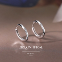 ราคา ESCOBAL พร้อมส่ง ต่างหูเพชร Zircon Tpiral ต่างหูเงินแท้925 ตุ้มหูเพชร Moissanite ต่างหูแฟชั่น ตุ้มหูเงินแท้ ต่างหูวงกลม (21066072665)