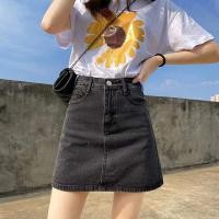 ราคา กระโปรงยีนส์ทรงเอ เอวสูง กระโปรงยีนส์สั้นสไตล์เกาหลี (20978317333)