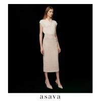 ราคา asava aw23 Asava Tweed Midi Skirt กระโปรงผู้หญิง ทรงสอบ เอวสูง กระเป๋าหน้า ผ่าหลัง ซิปหลัง (20412677206)