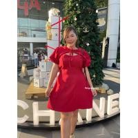 ราคา W12 สาวอวบ เดรสสั้นสาวอวบ น่ารักมากแขนฟักทองเว้าอกสม็อคเอว เดรสไซส์ใหญ่ (17170929433)