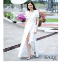 ราคา GANNIESHOP Dress เดรส เดรสยาว เดรสสีขาว ชุดสีขาว เดรสออกงาน ชุดออกงาน ชุดเดรสคอเว้า แขนตุ๊กตางานปักดอกเพชร เดรสผ่าหน้า ใส่ไปเที่ยว ชุดกระโปรง (7134478657)