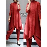 ราคา ชุดเซ็ทพลีทเรียบ ชุดพลีท ผ้าซาตินพลีท เสื้อยาวคอเต่าแขนยาวพร้อมกับกางเกงผ้าอัดพลีทมีซับใบและกระเป๋าล้วงข้างปลายขาจั้ม (4970880761)