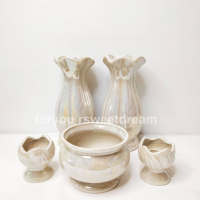 ราคา ชุดหน้าพระ แจกัน กระถางธูป เชิงเทียน ชุดบูชาพระ เซรามิก ชุด 5 ชิ้น กระถางธูปเทียน แจกันดอกไม้ถวายพระ (20132367979)