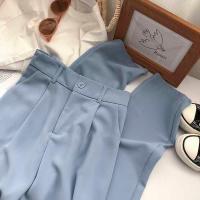 ราคา Plus Size Suit Pants For Women 2022 Korean Style High Waist Loose Casual Cropped Pants For Work (15285408041)