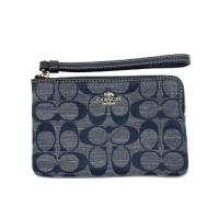 ราคา ของแท้ กระเป๋าคล้องมือ COACH CH371 CORNER ZIP WRISTLET IN SIGNATURE CHAMBRAY IMDEI (19037936848)