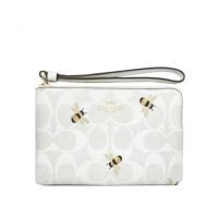ราคา ของแท้ กระเป๋าคล้องมือ COACH C8674 CORNER ZIP WRISTLET IN SIGNATURE CANVAS WITH BEE PRINT IMRFI (19133525479)