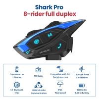 ราคา รถจักรยานยนต์ชุดหูฟังอินเตอร์คอม Shark Pro BT 5 1 Full Duplex DSP ลดเสียงรบกวน CVC 8ผู้ขับขี่2KM Interphone communicator (21170503301)