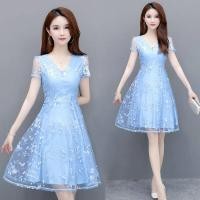 ราคา ฤดูใบไม้ผลิฤดูร้อนลูกไม้ชุดผู้หญิงที่สง่างามดอกไม้2022แขนยาวลำลอง Midi สีดำพรรคเดรสสุภาพสตรีเสื้อผ้า Vestidos เสื้อคลุม (16835780870)