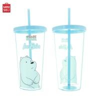 ราคา MINISO แก้วน้ำพร้อมหลอด แก้วน้ำทรงสูง We Bare Bears Collection (18886418237)