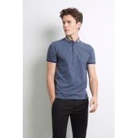 ราคา LTD เสื้อโปโลคอจีนปกสองชั้น ผู้ชาย สีน้ำเงินเข้ม Double Banded Collar Polo Shirt 03468 (20220728615)