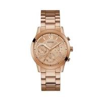 ราคา นาฬิกาข้อมือผู้หญิง GUESS Solar Rose Gold Tone Stainless Steel Bracelet Multifunction Ladies Watch W1070L3 (804148134)