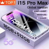 ราคา i15 Pro Max 7 5 นิ้ว RAM 16GB ROM 512GB กล้อง HD 32 64MP แบตเตอรี่ 6800mAh สมาร์ทโฟนสองซิมการ์ด สมาร์ทโฟนใหม่ล่าสุด (21198773819)