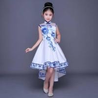 ราคา ชุดกี่เพ้าเด็กหญิงชุดการแสดงกู่เจิงสำหรับเด็กเครื่องลายครามสีฟ้าและสีขาว (18054935150)
