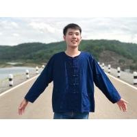 ราคา เสื้อหม้อฮ่อม หม้อห้อม คอจีนแขนยาว หม้อห้อมแท้ เนื้อเข้ม ไม่บาง ใส่ได้ทั้งชายหญิง (18646536298)