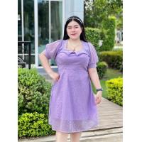 ราคา เดรสสาวอวบ ผ้าลูกไม้ อก38 48 เนื้อนิ่มมีซับใน ลายสวยสีละมุน ฮ809 (20683305697)