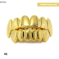 ราคา SPHO ใหม่ที่กำหนดเอง14K ทองชุบ hip hop ฟัน grillz caps TOP BOTTOM Grill Fang set (20055398199)