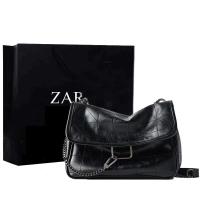 ราคา Zaraโฮมเมดกระเป๋าสตรีรุ่นใหม่สีดำหินลมกระเป๋าไหล่เอียงแฟชั่นกระเป๋าถนนกระเป๋าโท้ทโซ่ (18220391808)