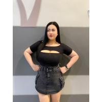 ราคา เสื้อสาวอวบ ผ้าเรย่อน รุ่น เว้าอก แขนสั้น (20528893182)