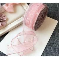 ราคา ริบบิ้นผ้าโปร่ง กากเพชรดาว ริบบิ้นผ้า ริบบิ้นเกาหลี ริบบิ้นดาว (21176649968)