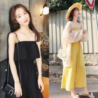 ราคา ราคาถูกที่สุด จั๊มสูทสายเดี่ยว ทรงขายาวตรง อกสม็อคยางยืด 2 สี ผ้ายืด เสื้อสายเดี่ยว (16391706959)