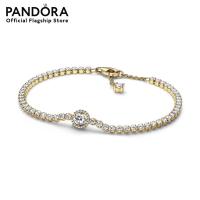ราคา Pandora 14k Gold plated bracelet with clear cubic zirconia เครื่องประดับ สร้อยข้อมือ สีทอง ทอง สร้อยข้อมือสีทอง สร้อยข้อมือทอง ชาร์ม สร้อยข้อมือแบบชาร์ม สร้อยข้อมือใส่ชาร์ม สร้อยข้อมือแพนดอร่า แพนดอร่