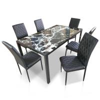 ราคา HOT DEAL ชุดโต๊ะอาหารหน้ากระจกนิรภัย ขนาด 6 ที่นั่ง โต๊ะ150x90cm มี3 สี ส่งฟรีเป็นpackทั่วไทย โต๊ะรับประทานอาหาร ลายหินอ่อน แข็งแรง ทนทาน (12491309265)