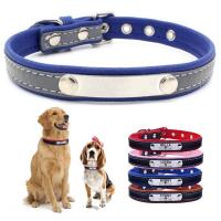 ราคา 1pc Hot sale Soft Reflective Leather Dog Collar Custom Name ID Tags Pet Cat (2615440069)