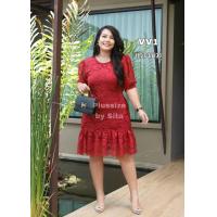 ราคา ใหม่ แซคลูกไม้รอบอก 46 สาวอวบ ชุดเดรสใส่ไปทำงาน เดรสplussize คอกลม แขนตุ๊กตา ผูกหลัง เดรสหางปลา ชุดใส่ออกงาน ผ้าลูกไม้งานไทย รุ่นVV (18514734378)