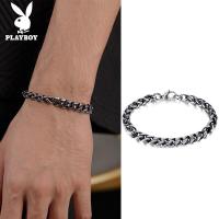 ราคา PLAYBOY เครื่องประดับโซ่กระดูกงูเหล็กไทเทเนียมอายุย้อนยุคสร้อยข้อมือคิวบาผู้ชายสแตนเลสส่วนบุคคลในยุโรปและอเมริกา (21327072636)