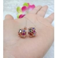 ราคา ต่างหูเศษนากฝังพลอยนพเก้าแบบห่วง (18114049408)