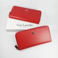 ราคา Guy Laroche กระเป๋าสตางค์ผู้หญิงใบยาว ซิปรอบ สีแดง หนังเรียบ ผิวด้าน อะไหล่สีเงิน หนังแท้ 100 (17421499765)