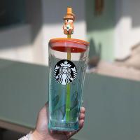 ราคา สตาร์บัคส์ขาตั้งกล้อง Starbuck Sloki Kaca Starbuck แก้วแบบมีหลอดความจุมากสองชั้นปกคลุมเคสกระจกสำหรับท่านชายและผู้หญิงดูดีแก้วกาแฟแก้วน้ำ (20806185916)