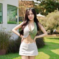 ราคา สายเดี่ยวคล้องคอถักไหมพรม ลายผีเสื้อ ใส่ไปทะเล HD (21368078463)