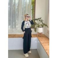 ราคา ชุดเซ็ท2ชิ้นเสื้อแขนยาวน้องหมี กับกางเกงขายาวคาโก้ สาวอวบใส่ได้ค่า า (20654454097)