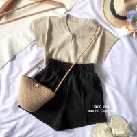 ราคา ชุดเซต2ชิ้น เสื้อครอป คอปก กางเกงวอร์ม เอวสูง ขาสั้น (20566167929)