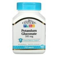 ราคา Potassium Gluconate 595 mg 110 Tablets 21st Century โพแทสเซียม (9577622861)